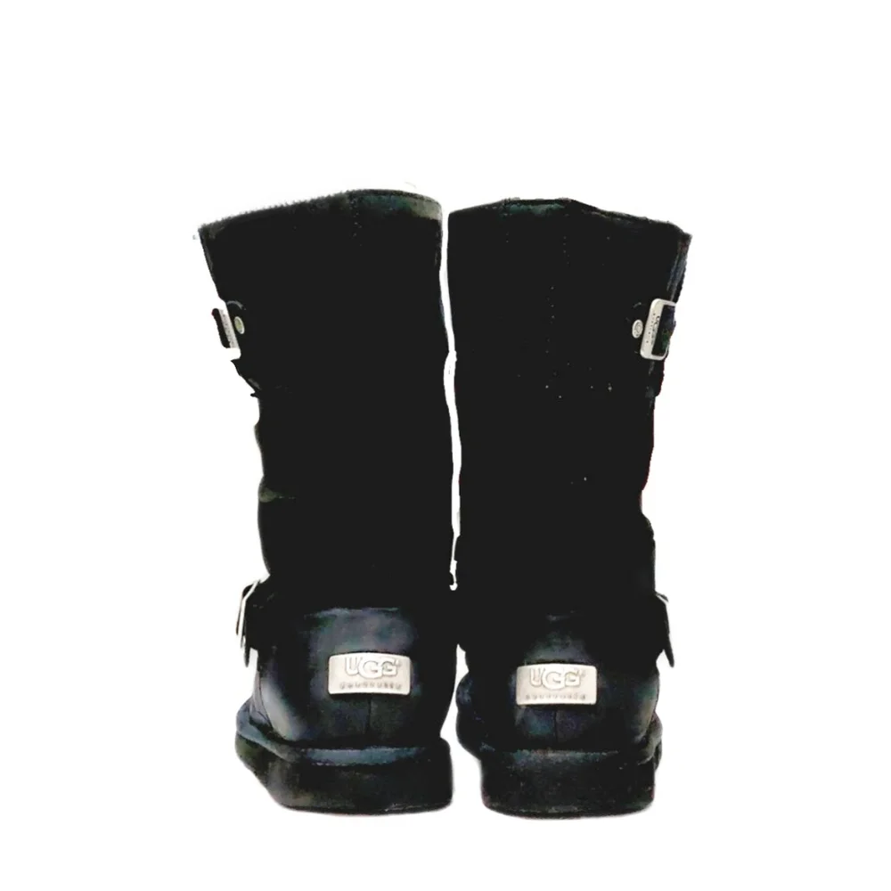 ▪︎▪︎SOLD▪︎▪︎UGG Kensington Womens Water Resistant Biker Moto Black Sheepskin - Picture 5 of 11